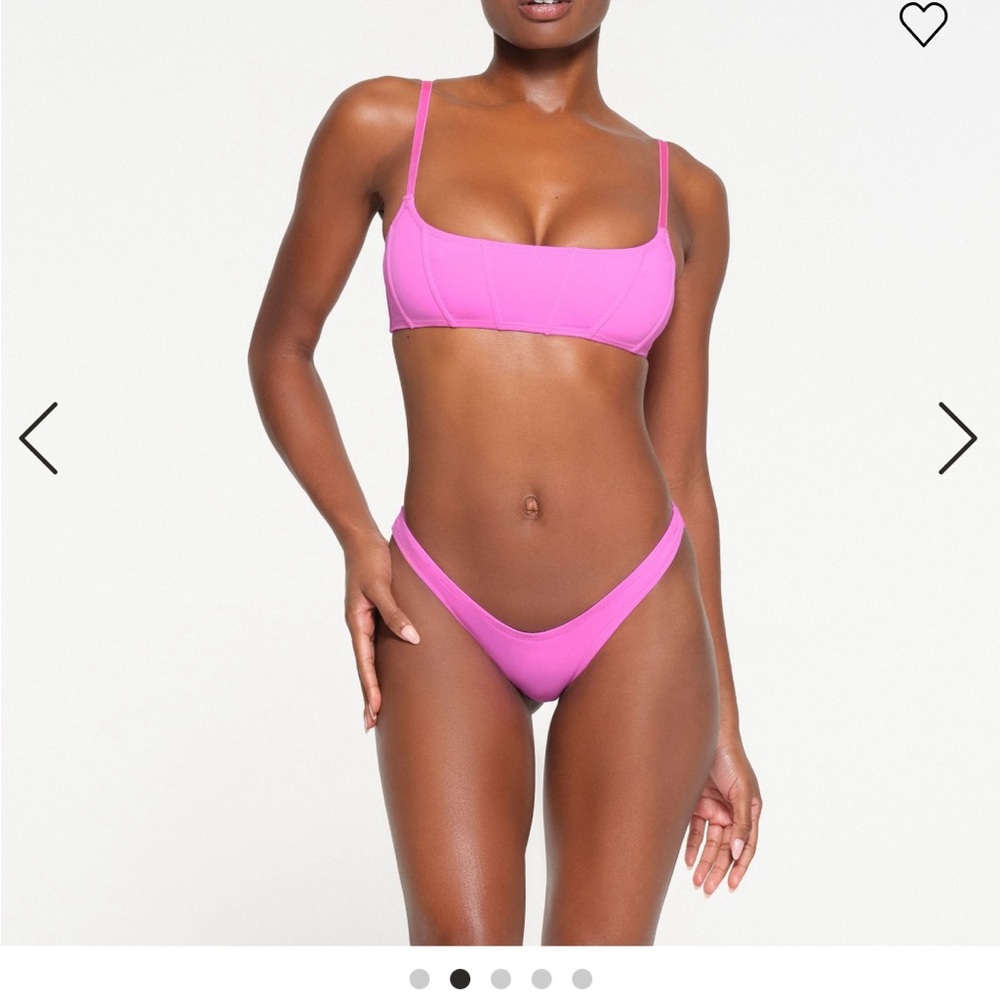 Skims signature swim corset bikini top neon orchid small